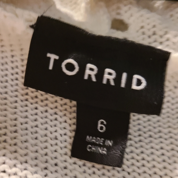 Torrid NWOT Size 6X - ivory pointelle hooded drop shoulder sweater - Picture 7 of 13